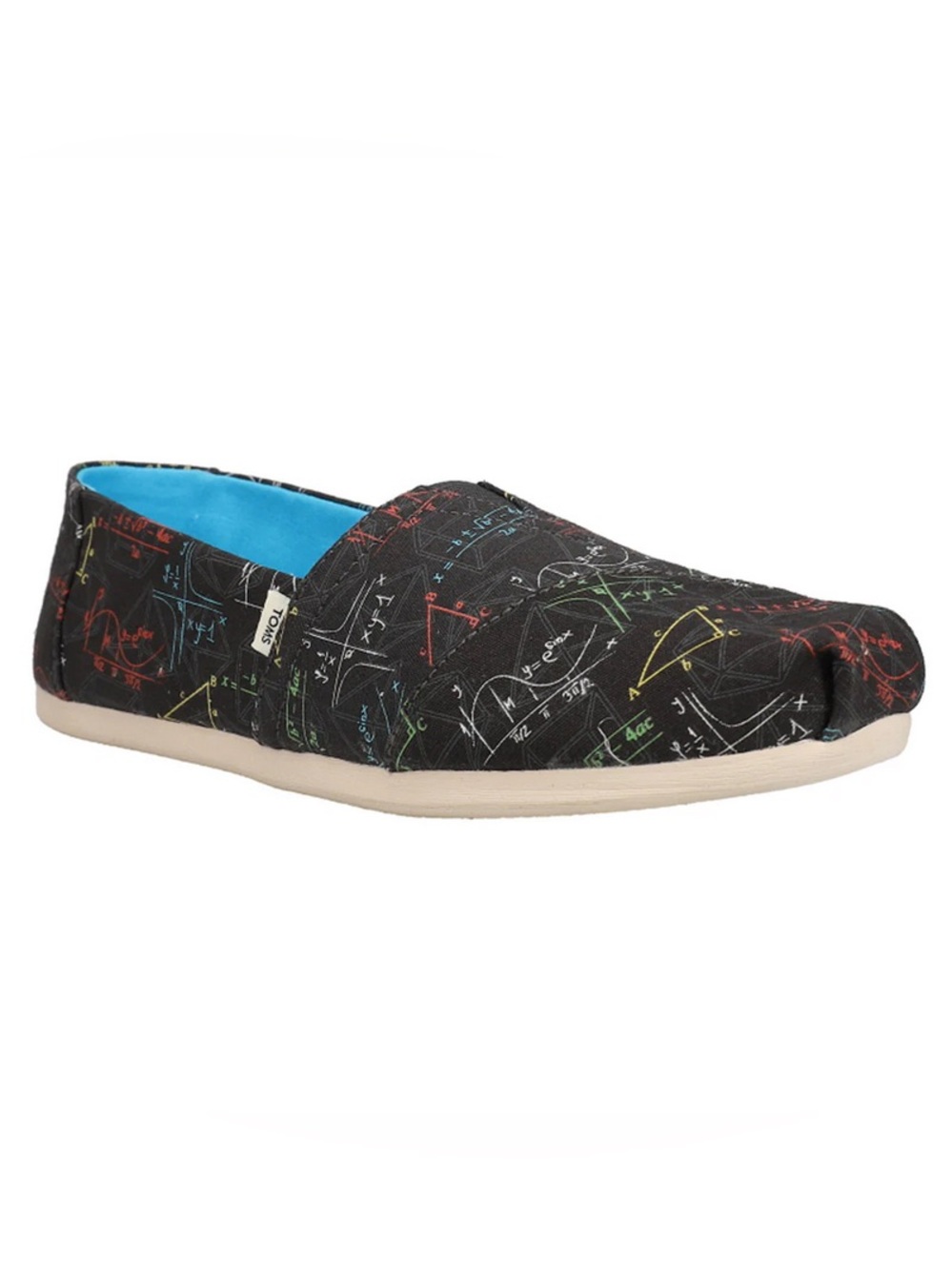 Black Canvas Slip-On Flats with Multicolor Math Print Women’s 6.5 LIKE NEW